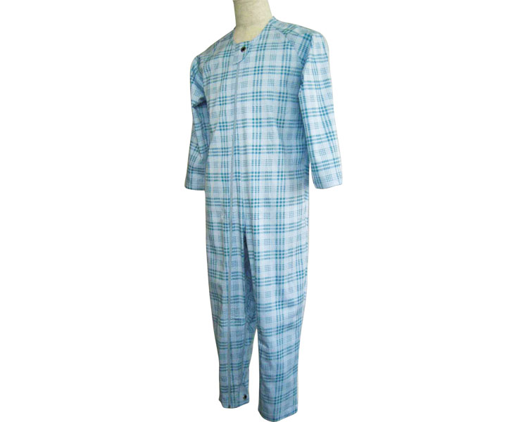 만라쿠 1형 간병 잠옷 사계절용 1001 L 블루체크