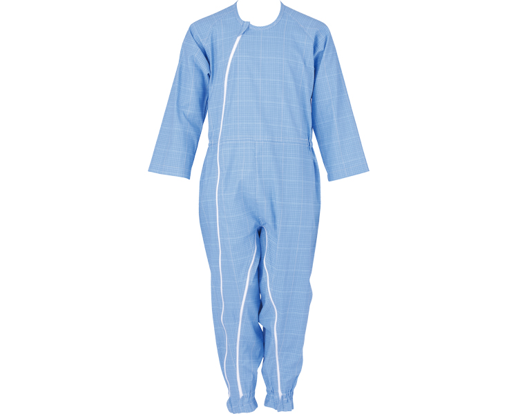 간병 점프슈트 L 앞트임형 403420 블루/체크무늬