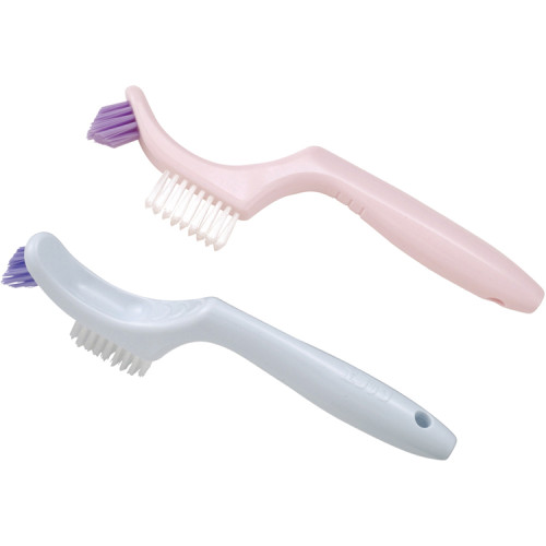 에락 틀니브러시 편리형 2색 1세트 핑크 & 블루 그레이 각 1 개