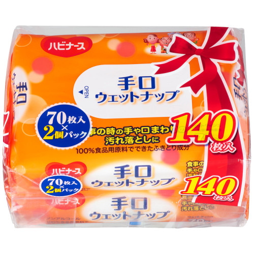 하비너스 손·입 닦기 물티슈 1031106 70매입×2개 팩