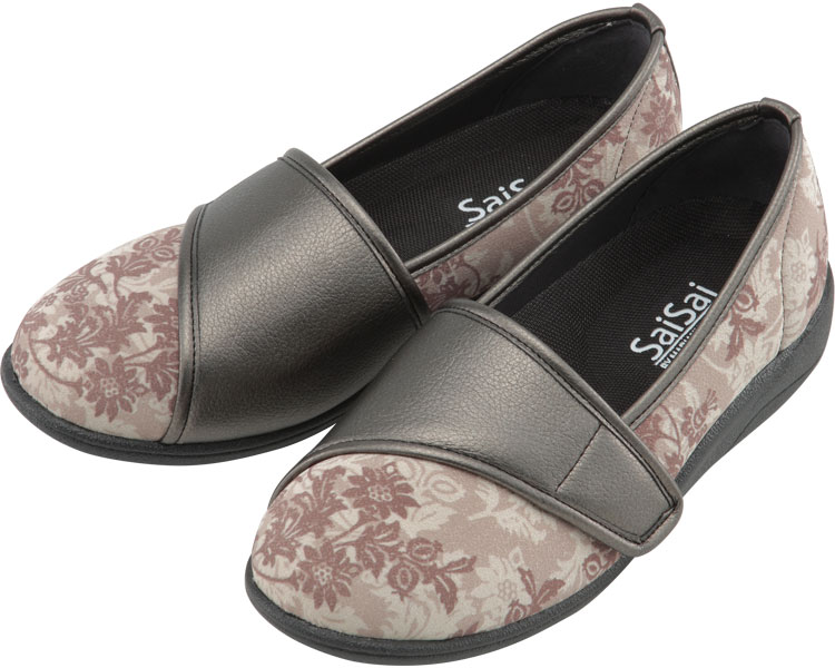SaiSai 플라워 프린트 W940 여성 21.5cm 클래식 베이지