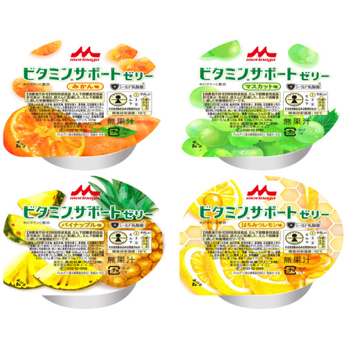 모리나가 비타민 서포트 젤리 실드 유산균 함유 4종 세트 귤, 청포도, 파인애플, 꿀 레몬맛 653251 78g×(4종×6)