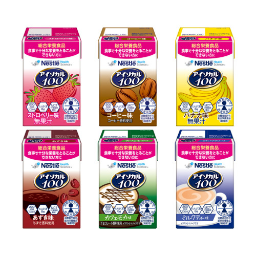 네슬레 아이소칼100 환자 영양식 6종 세트 딸기, 커피, 바나나, 팥, 카페모카, 밀크티 맛 100mL×12개입(6종×각 2개)