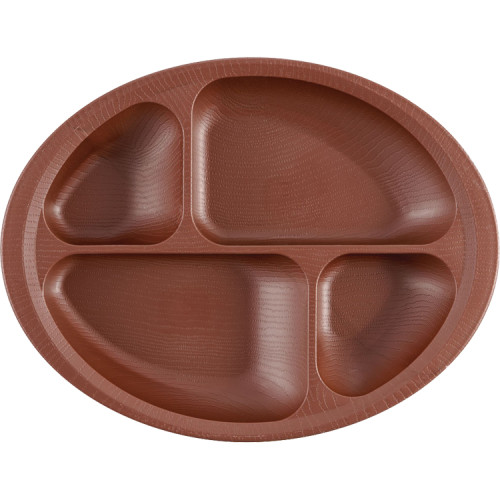 목재 풍 식사 보조 칸막이 접시 NLPS1B 브라운